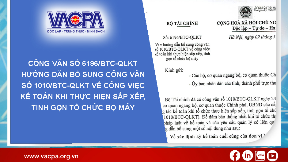Bộ Tài chính ban hành Công văn số 6196/BTC-QLKT...