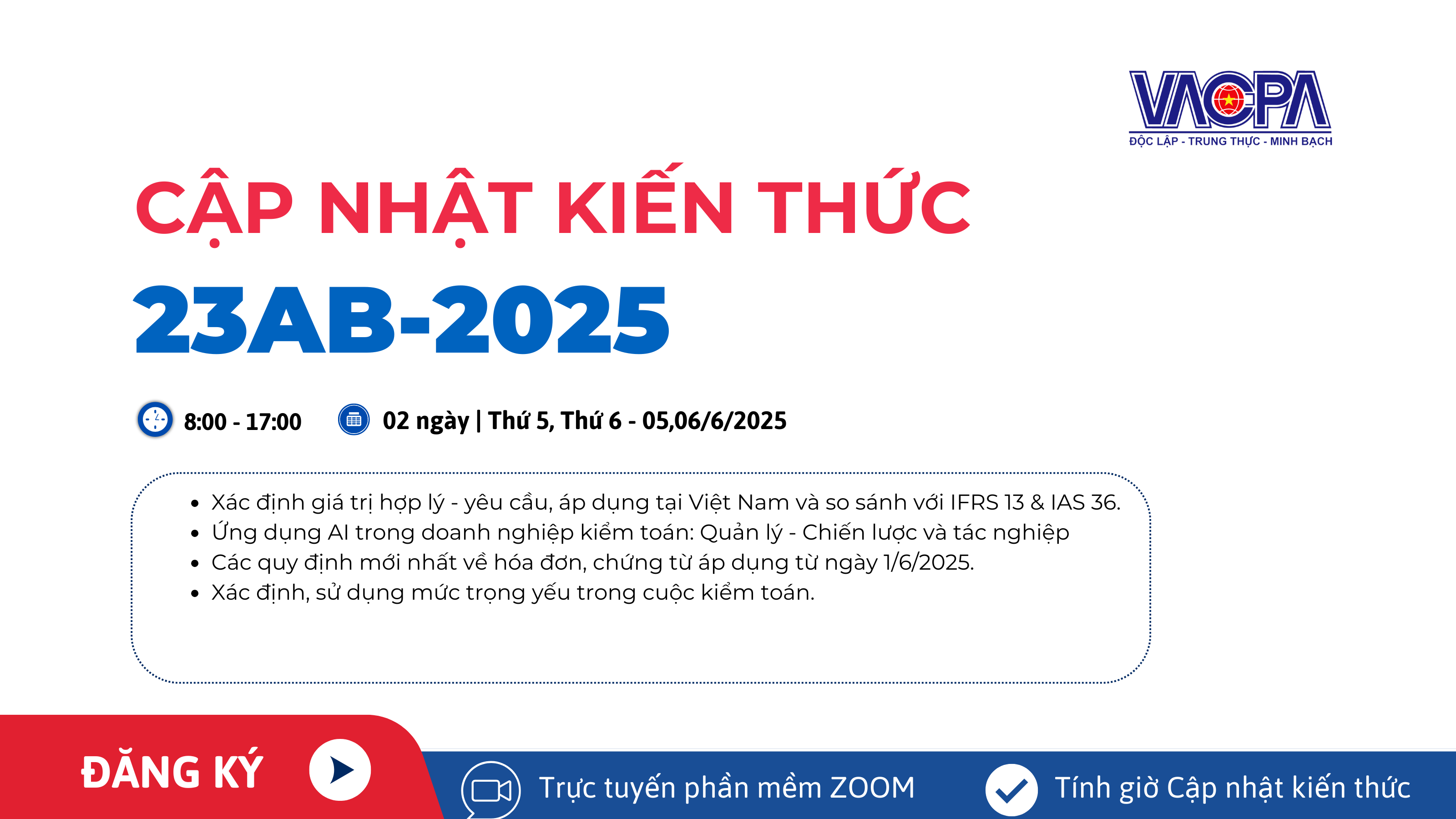 Thư mời tham dự lớp CNKT Online 23AB-2025, 2 ngày 05-06/6/2025